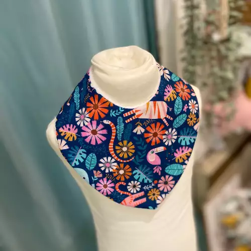 Bavoir Bandana Flower Jungle