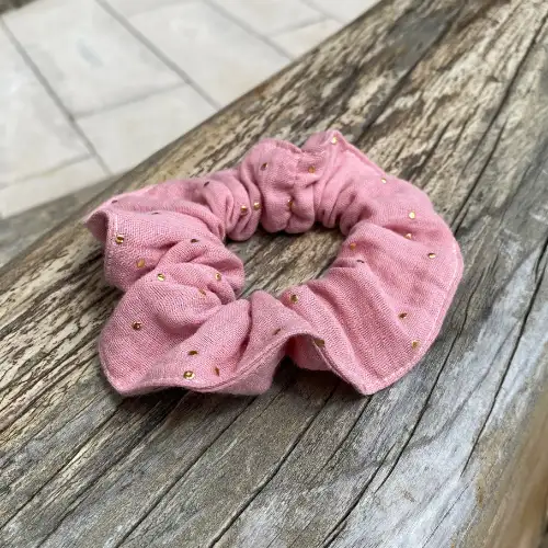 Chouchou Rose paillette doré