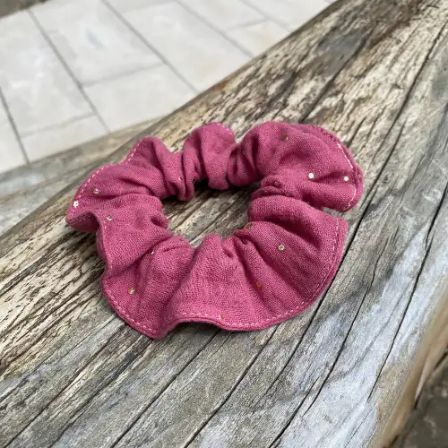 Chouchou Framboise paillette doré