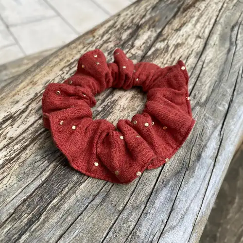 Chouchou Terracotta paillette doré